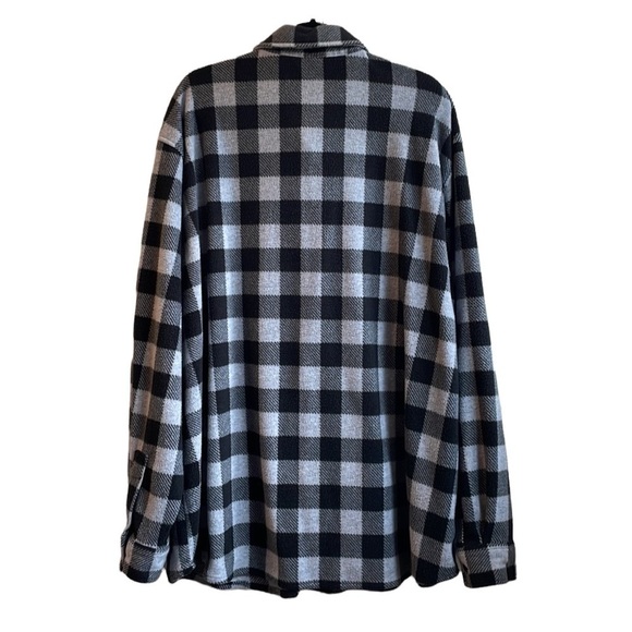 Buffalo Plaid Black & Grey Fleece Button Down Jacket - Size 3X - Picture 3 of 11